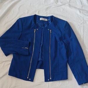 Calvin Klein Blue Blazer with Modern Dual-Zip Design